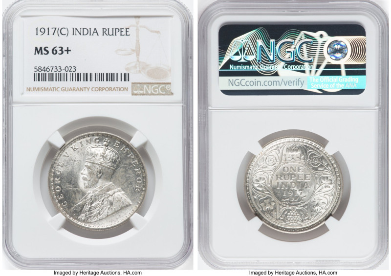 British India. George V 4-Piece Lot of Certified Assorted Rupee's NGC, 1) Rupee ...