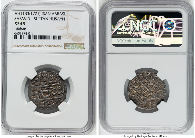 Safavid. Husayn I 4-Piece Lot of Certified Abbasi NGC, 1) Abbasi AH 1133 (1720/1...