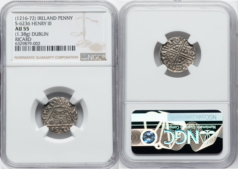 Henry III (1216-1272) Penny ND (1251-1254) AU55 NGC, Dublin mint, Richard as mon...