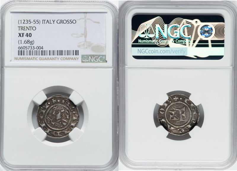 Trento. Anonymous Bishops Grosso of 20 Denari ND (1235-1255) XF40 NGC, Biaggi-26...