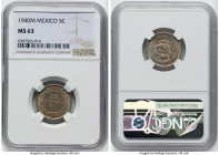 Estados Unidos 4-Piece Lot of Certified Assorted 5 Centavos NGC, 1) 5 Centavos 1940-M - MS63, KM423 2) 5 Centavos 1933-Mo - MS62 Red Brown, KM422 3) 5...