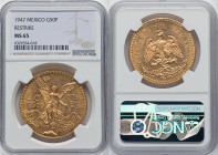 Estados Unidos gold Restrike 50 Pesos 1947 MS65 NGC, Mexico City mint, KM481, Fr-172R. Highly reflective fields with a cuprous tint. HID09801242017 © ...