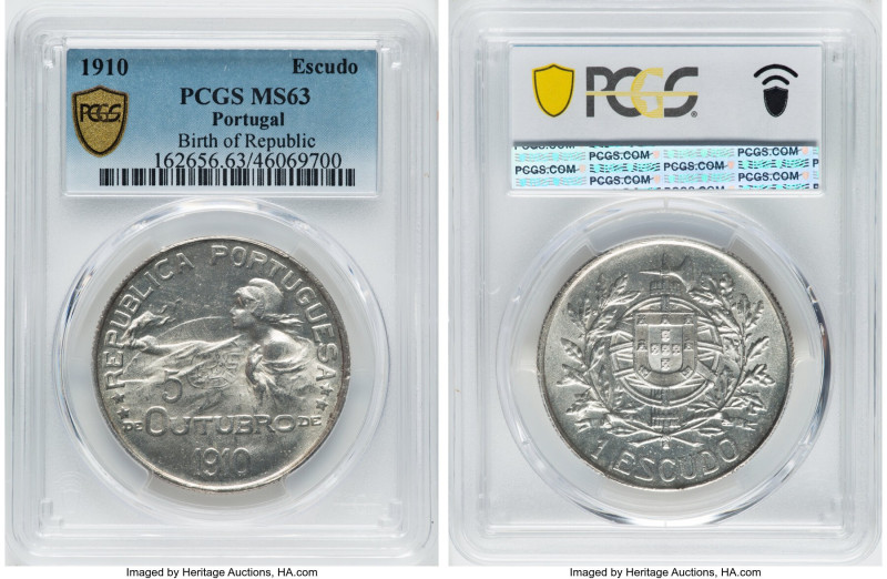 Republic Escudo 1910 MS63 PCGS, KM560, Gomes-22.01. Birth of the Republic. HID09...