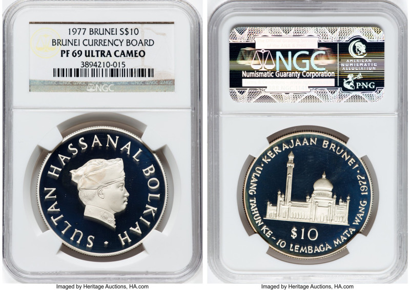 3-Piece Lot of Certified Assorted Crowns NGC, 1) Brunei: Hassanal Bolkiah Proof ...