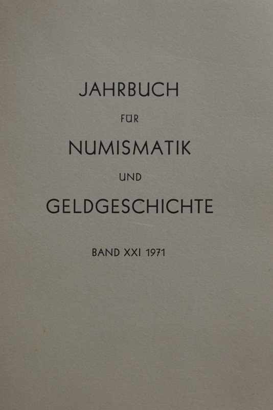 Zeitschriften. Jahrbuch für Numismatik und Geldgeschichte.


Band 21 von 1971...