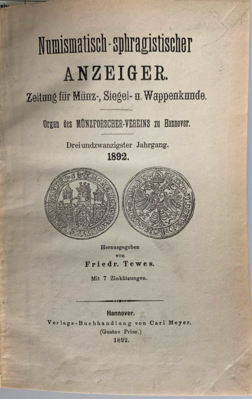 Zeitschriften. Numismatisch-sphragistischer Anzeiger, Hannover.


23. Jahrgan...