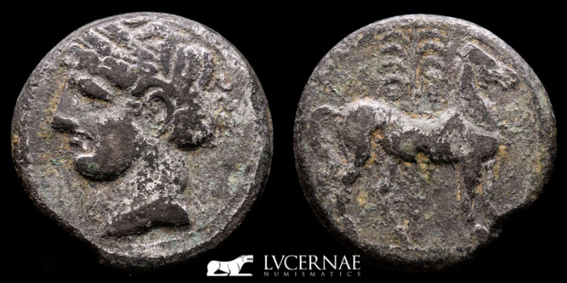 ZEUGITANIA, Carthage. 
Time of Hannibal, 220-201 B.C. 
Silvered billon 1 1/2 She...