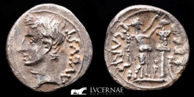 Augustus Silver Quinarius 1.38 g., 13 mm. Emerita 25-23 B.C. nEF