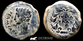 Augustus Bronze As 10,95 g., 25 mm. Algeciras, Cadiz 15-14 BC. gVF+