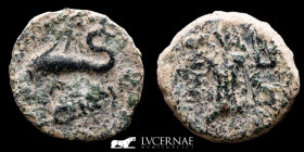 Carteia bronze Semis 4.26 g. 19 mm. Hispania, Cadiz 27-14 A.D. VF