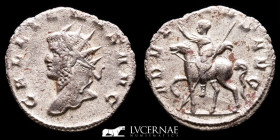 Gallienus on horseback silvered antoninianus. 3,16 g., 21 mm. Mediolanum 260-268 AD. nEF