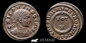 Crispus bronze follis 2.92 g., 20 mm. Aquileia 321 A.D. Near extremely fine
