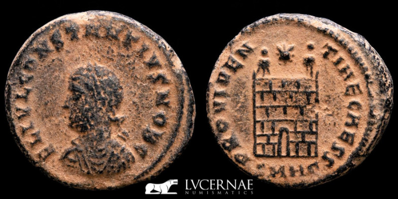 Roman Empire - Constantius II as Caesar. AE Follis; minted in Heraclea, 327-9 AD...