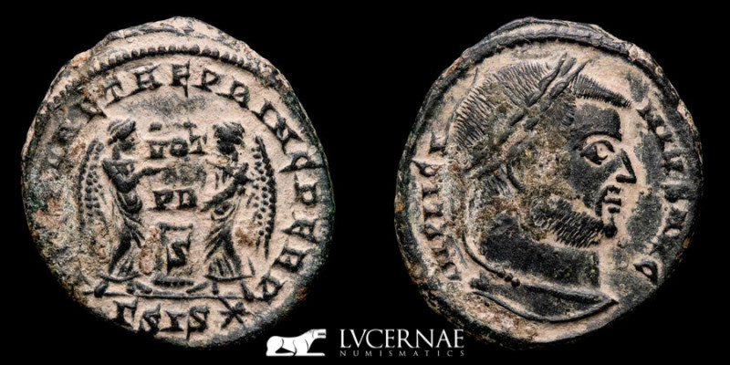 Roman Empire.
Licinius - Æ Follis. Siscia, AD 319-320. 

IMP LICINIVS AVG, laure...