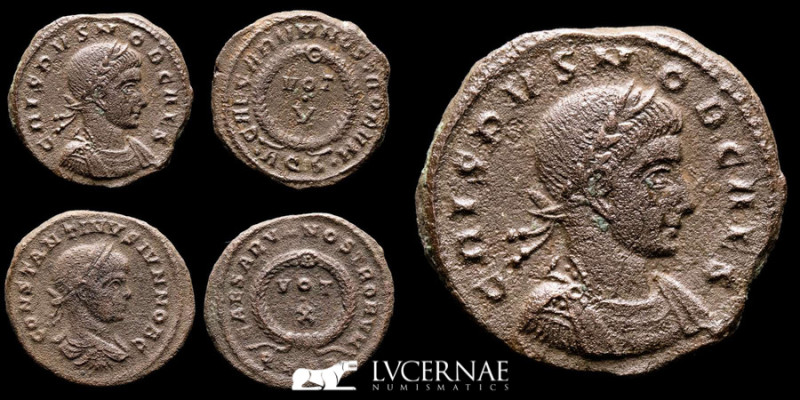 Roman Empire - Lot comprising two coins:

1. - Constantine II (Caesar 317-337 AD...