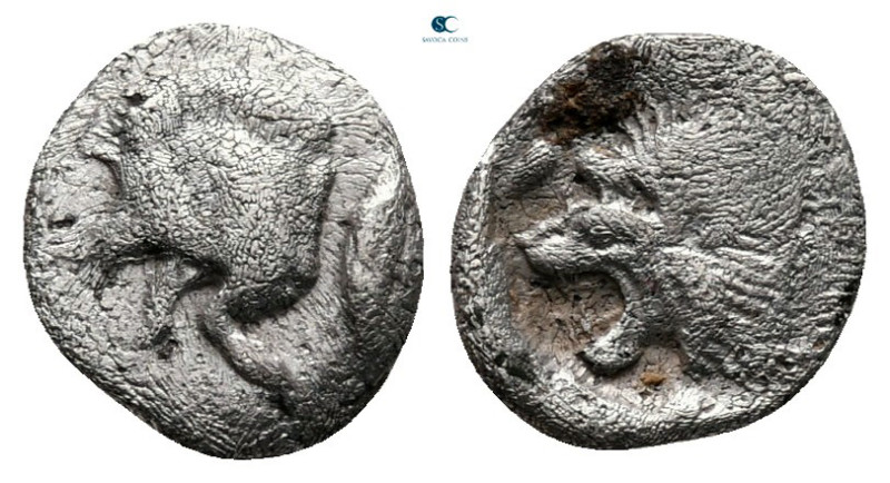 Mysia. Kyzikos circa 525-475 BC. 
Hemiobol AR

9 mm, 0,37 g



nearly ver...