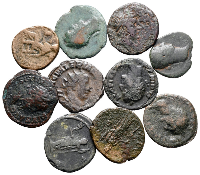 Lot of ca. 10 roman bronze coins / SOLD AS SEEN, NO RETURN!

fine