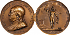 "1784" (post-1880) Benjamin Franklin Winged Genius Medal. Paris Mint Restrike. By Augustin Dupre. Adams-Bentley 14, Betts-619, Greenslet GM-35. Bronze...
