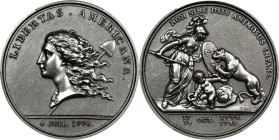 "1781" (1980s) Libertas Americana Medal. Modern Paris Mint Dies. Silver. MS-63 (PCGS).
47 mm. 925 fine. Edge marked (cornucopia) 925 at 6 o'clock.
F...