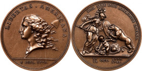 "1781" (2006) Libertas Americana Medal. Modern Paris Mint Dies. Bronze. MS-66 RD (NGC).
47 mm.
From the Martin Logies Collection.

Estimate: $125