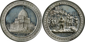 1893 World's Columbian Exposition Columbus Landing / Administration Building Medal. Eglit-54, Rulau-D17. White Metal. Mint State, Hairlines.
50.5 mm....