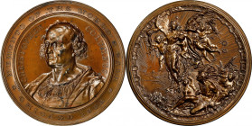 1893 World's Columbian Exposition Columbus Portrait Medal. By Stefano Johnson. Eglit-105, Rulau-Unlisted. Bronze. Mint State.
59 mm.
From a Teutobur...