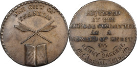 1816 Boston Schools Medal. Greenslet GM-352. Rarity-5. Silver. Plain Edge. Extremely Fine.
35 mm. 15.61 grams. Lower reverse inscribed to the recipie...
