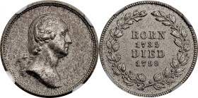 "1799" (ca. 1862) U.S. Mint Born and Died Medalet. By Anthony C. Paquet. P Obverse - Third Wreath Reverse. Musante GW-445, Baker-155A, Julian PR-26. S...