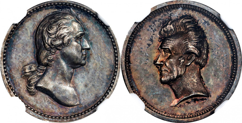 Undated (ca. 1862) U.S. Mint Washington and Jackson Medalet. By Anthony C. Paque...