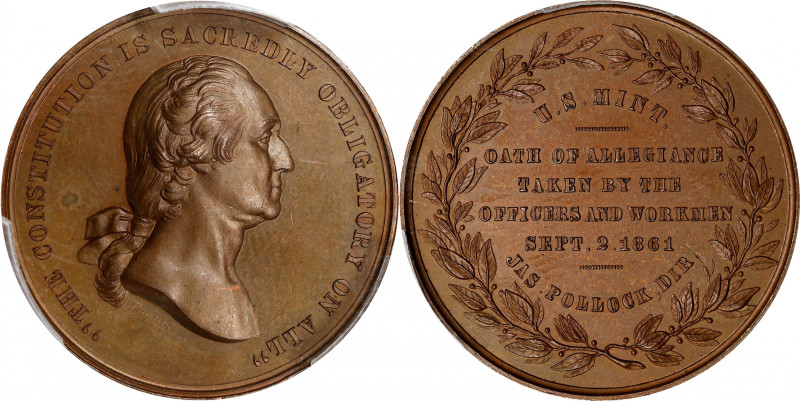 "1861" (1861-1904) U.S. Mint Oath of Allegiance Medal. By Anthony C. Paquet. Mus...