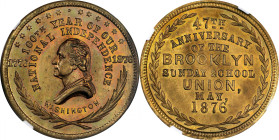 1876 National Independence - Brooklyn Sunday School Medal. By George Hampden Lovett. Musante GW-873, Baker-371B. Brass. MS-65 (NGC).
32 mm.

Estima...