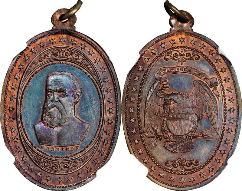 Undated (1888) Benjamin Harrison Campaign Medal. DeWitt-BH 1888-12. Copper. MS-6...