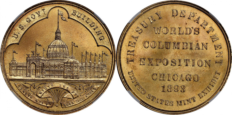 1893 World's Columbian Exposition. Official Medal. Type II, Small Letters Obvers...