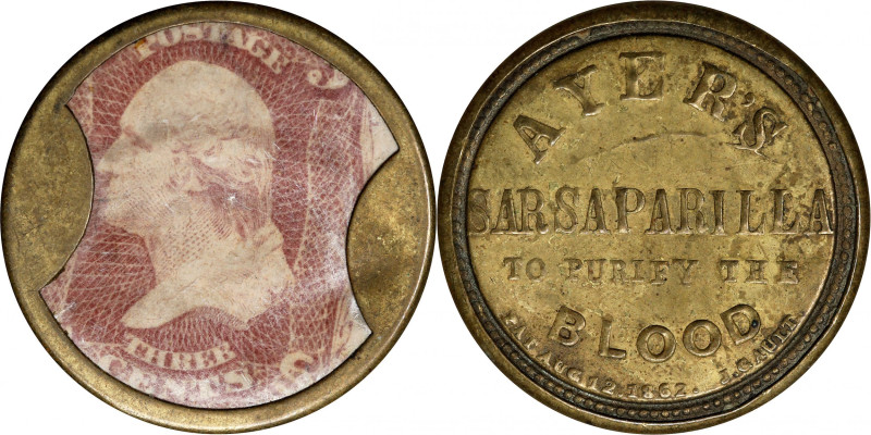 1862 Ayer's Sarsaparilla. Three Cents. HB-30, EP-34A, S-15a, Reed-AS03MD. Medium...