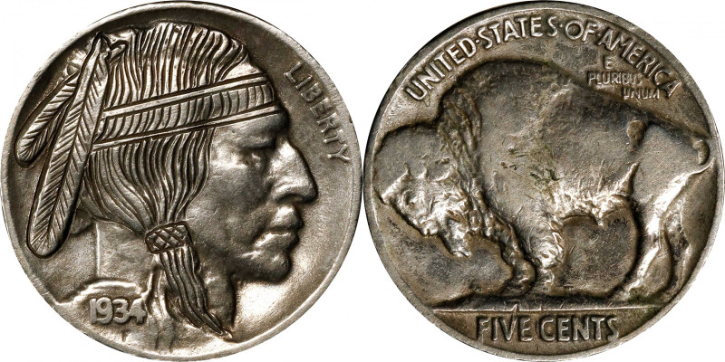 1934 Native American Hobo Nickel. Host coin Very Fine.

Estimate: $75