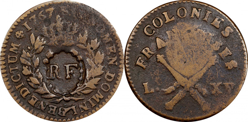 1767-A (1793) Sou. Paris Mint. Breen-701. RF Counterstamp. Very Fine, Light Gran...