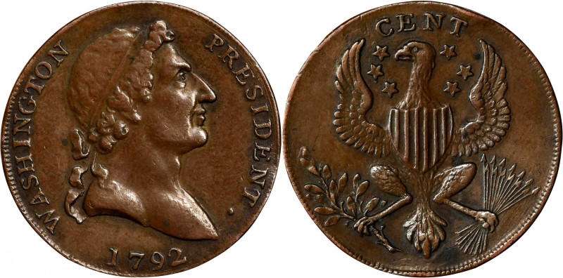 Electrotype Copy 1792 Washington Roman Head Cent. Joined Copper Shells. About Un...