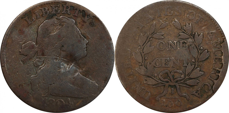 1804 Draped Bust Cent. S-266, the only known dies. Rarity-2. VG Details--Damage ...