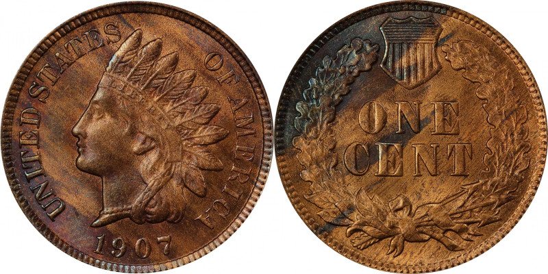 Lot of (2) Late Date Indian Cents. MS-64 BN (PCGS).
Included are: 1907; and 190...