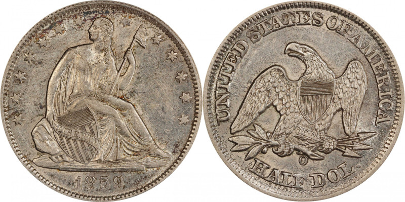 1859-O Liberty Seated Half Dollar. WB-11. Rarity-3. AU-55 (PCGS).
PCGS# 6297. N...