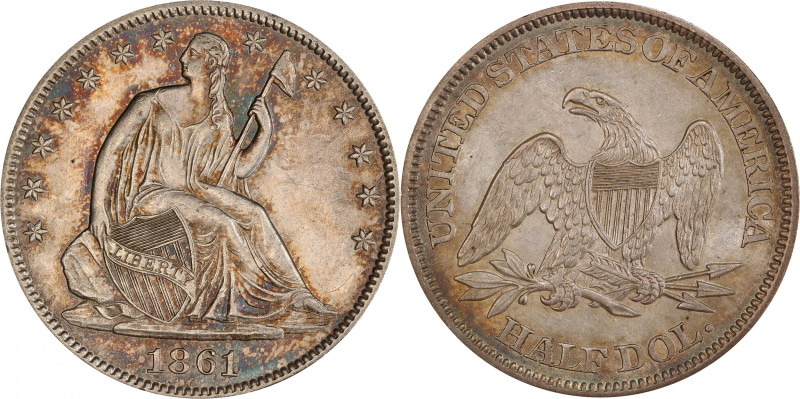 1861 Liberty Seated Half Dollar. WB-21. Rarity-3. MS-62 (PCGS).
PCGS# 6302. NGC...