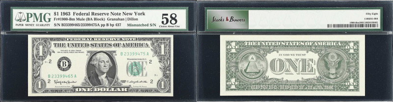 Fr. 1900-Bm. 1963 $1 Federal Reserve Mule Note. New York. PMG Choice About Uncir...