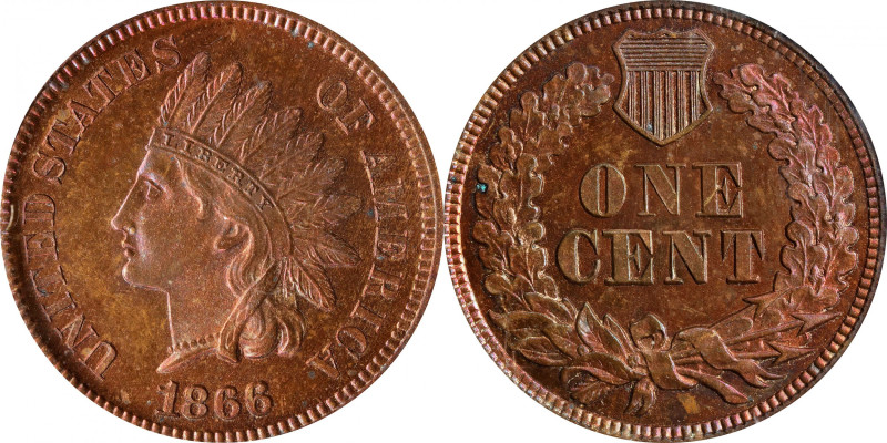 1866 Indian Cent. Proof-64 RB (PCGS).
PCGS# 2286. NGC ID: 229J.

Estimate: $7...