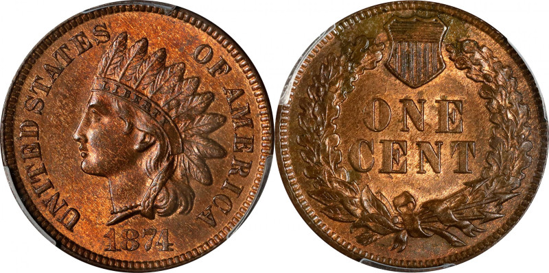 1874 Indian Cent. MS-63 RB (PCGS).
PCGS# 2119. NGC ID: 227Z.

Estimate: $250