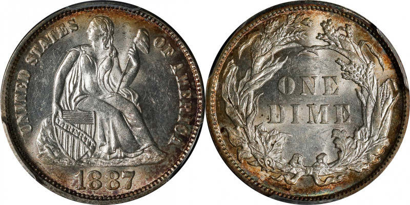 1887 Liberty Seated Dime. MS-63 (PCGS).
PCGS# 4698. NGC ID: 23B5.

Estimate: ...