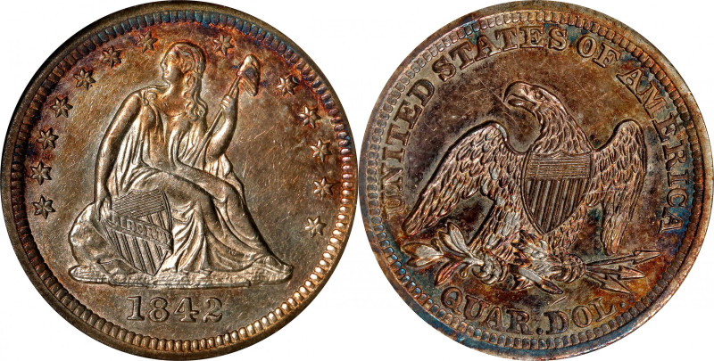 1842-O Liberty Seated Quarter. Large Date. Briggs 1-A. AU-55 (ANACS). OH.
PCGS#...