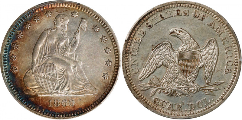 1860-O Liberty Seated Quarter. Briggs 2-B. AU Details--Cleaned (PCGS).
PCGS# 54...