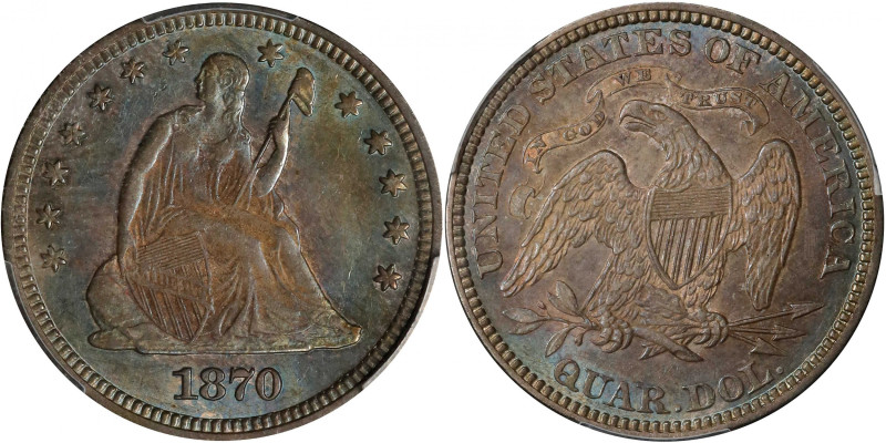 1870 Liberty Seated Quarter. Briggs 1-A. AU-58 (PCGS).
PCGS# 5476. NGC ID: 23UK...