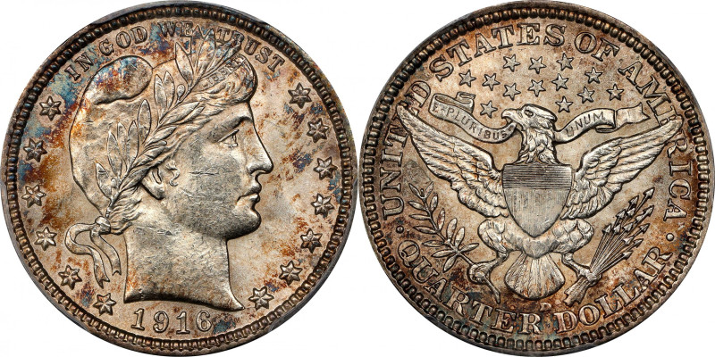 1916-D Barber Quarter. MS-64 (PCGS).
PCGS# 5674. NGC ID: 2426.

Estimate: $30...