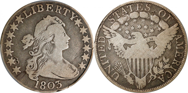 1803 Draped Bust Half Dollar. O-101, T-1. Rarity-3. Large 3, Small Reverse Stars...